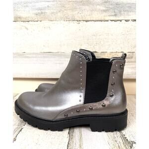 Charles By Charles David Womens 8.5 Gray Black Studded Chunky Slip On Ankle Boot